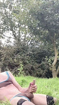 Skinny Trans Outdoors Stripping and Cumming
