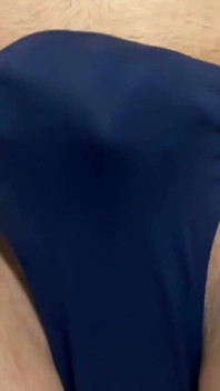Blowing a Load in Blue Speedo