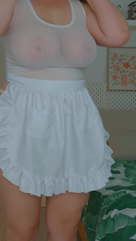 My Wife's Huge Breasts in Her New White Blouse