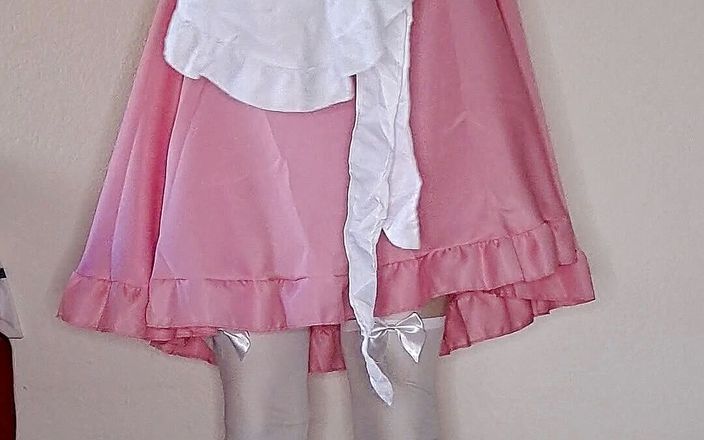 Fully Zentai Studio: Robe de femme de ménage en lycra rose