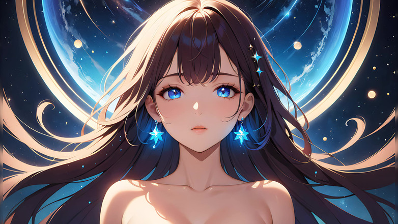 LustRender: Cosmic Cosmic Cosmic: eine schöne junge frau mit Stardust auf...