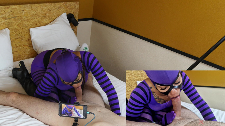 Nylon Xtreme: Julia Kate Purple i czarny nylon jebanie
