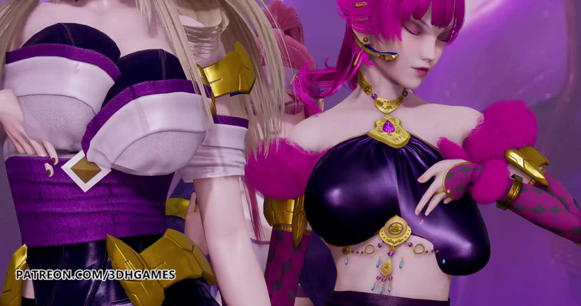 3D-Hentai Games: Black Pink - Comment tu aimes ce strip-tease, Ahri, Akali, Evelynn,...