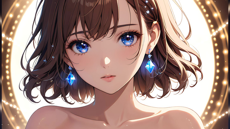 LustRender: 보케의 꿈: 떠다니는 조명을 입은 아름다운 젊은 여성