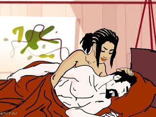 Ebonyhentai: La bellezza africana calda e arrapata sveglia il suo amante...