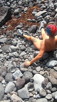 My Naked Short-haired Wife Sucks My Cock Outdoor on a Beach