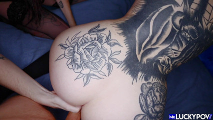 Mr.Lucky POV: Inked big tit girlfriend get pounded