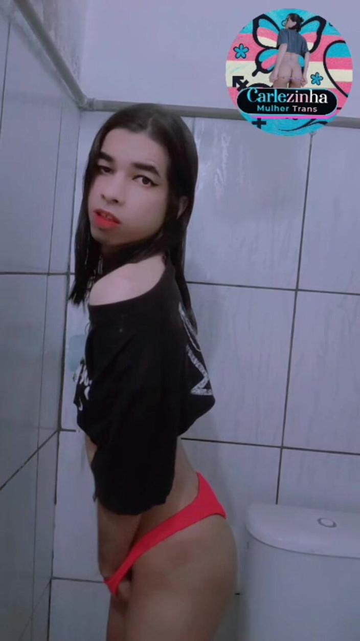 Srta. Carla: Carlezinha - Beautiful Slut in Panties Tucked in Delicate Soft Cock...