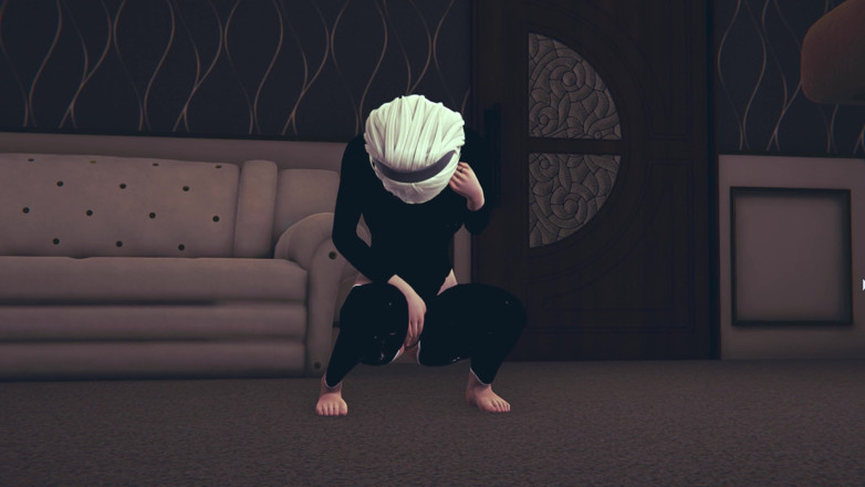 Waifu club 3D: 2B geme e masturba sua buceta
