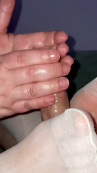 Amateur foot and handjob