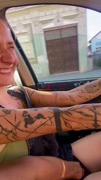 Playing with Her Pussy While She's Driving so Wet She Soaked Thru the Seat