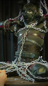 Heavy Chain Bondage Fox: Tight Corset, Leather Mask & Endurance Challenge
