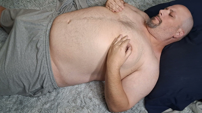 Printsofallsayings: Chubby Guy Lays on Floor and Cums