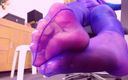 Nylon fetish 4u: Sexy Feet in Sheer Violet Pantyhose, Purple Pantyhose - White Pedicured...