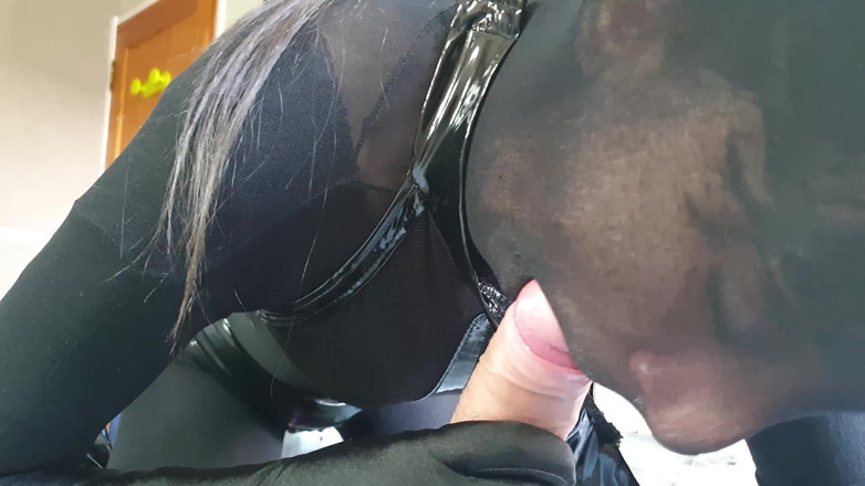 Nylon Xtreme: Cam POV blowjob black encasement nylon