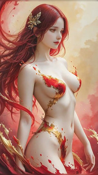 Fragmented in Crimson-gold Ribbons