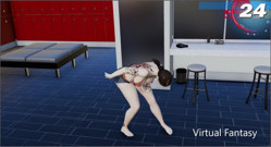 Virtual fantasy studio: Wielkie cycki i tyłek 3D seksowna dziewczyna z kolorowym tatuażem w...