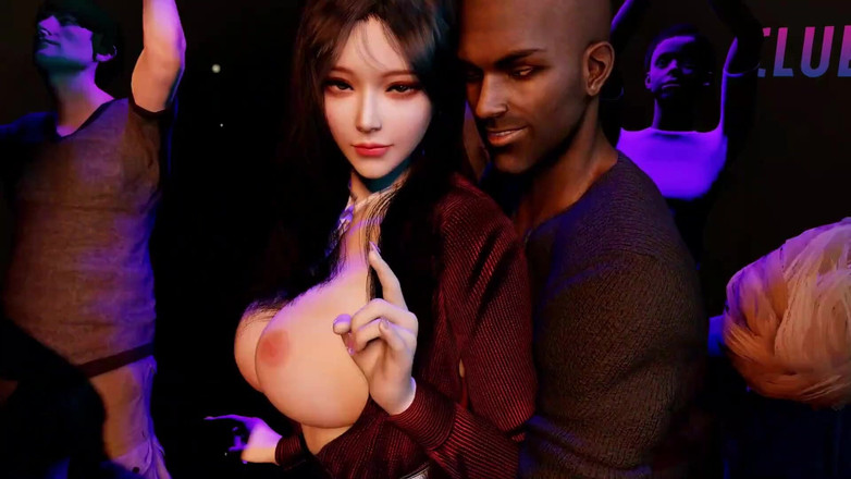 Why fuck so hard: 3 boyutlu büyük memeli Asyalı sürtük barda yabancıyla seks yapıyor