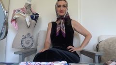 Lady Victoria Valente: Ve studiu Satin Scarf Fitting Studio: 5 nových šátků jako šátek s hlavou...