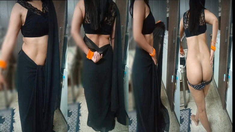 NaughtyWings: Sexy desi dívka v Saree dělá pomalý striptýz - plné škádlení a...