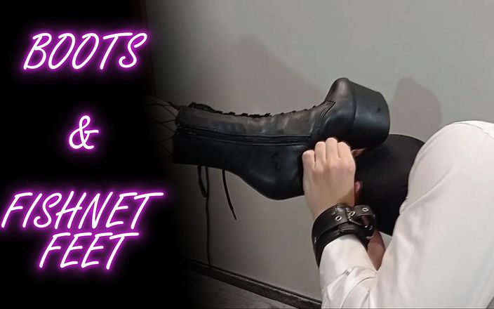 Lady_Angela: Lady Angela Wedding Role Play Fishnet Feet Ankle Boots Pedicured...