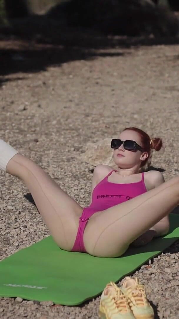 Sheryl X Sinclair: Outdoor Yoga in Pantyhose in the Forest