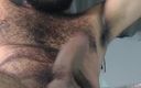 Hairy male: Bărbat păros ejaculează jucându-se cu o pulă tare