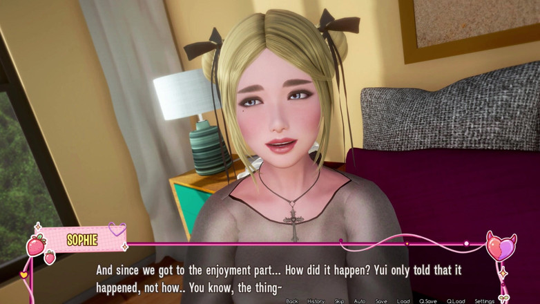 3D Cartoon Porn: Murmur 38 - Sophie และ Yui พยายามเย็ดหมู่สามคนกับ Adam บนเตียงของครู Helen
