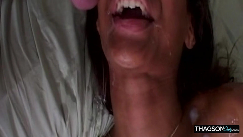 THAGSON RETRO: Hairy Ebony Pussy Stretched Wide Dripping Thick Cum Loads