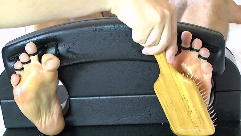 Czech male foot: Stocked & Helpless: Highly Ticklish Denis Trapped in the Stocks