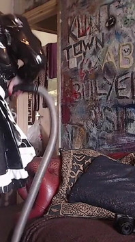 Sissy Pig Eats Contents of Dust Pan