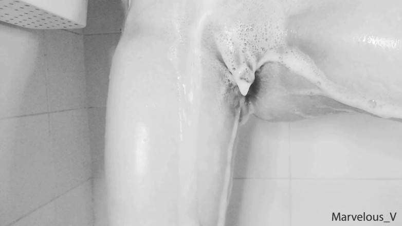 Marvelous V: Sexy hot amateur teen teasing in a shower rubbing her...