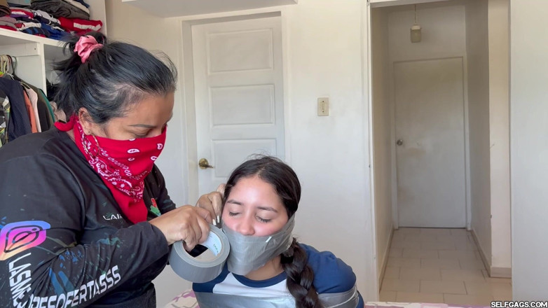 Selfgags Latina Bondage: Fantasizing 18-year-old Taped &amp; Gagged by Masked MILF