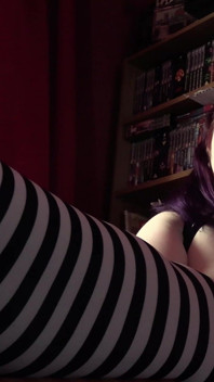 Black and White Striped Tights Tease