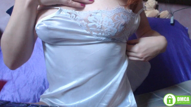 Risky Hairy Couple: Redhead Wraps Her Puffy Nipples