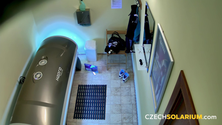 Czech Solarium: Czech Solarium 7: Brunette Gives Another Playful Pussy Flash