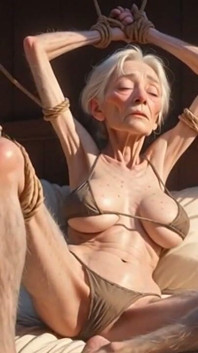 Old Granny Rope Bondage - Tight Pussy Needs to Be Filled