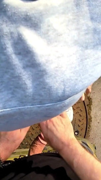 Outdoor Blowjob for Jeans Fan! Tranny Ass Full with Cum and Everyone Can See It!