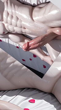 Albino twink, geölte brust-liebkosung, führt zu sanftem schwanzspiel