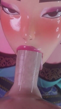[kpop Demon Hunters] Zoey Sloppy Blowjob 3D Animation