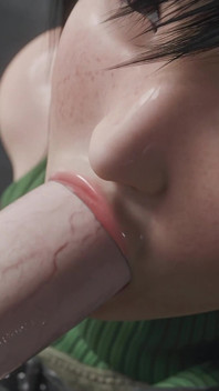 Yuffie Kisaragi grote lul natte pijpbeurt - diepe en rommelige 3D-animatie