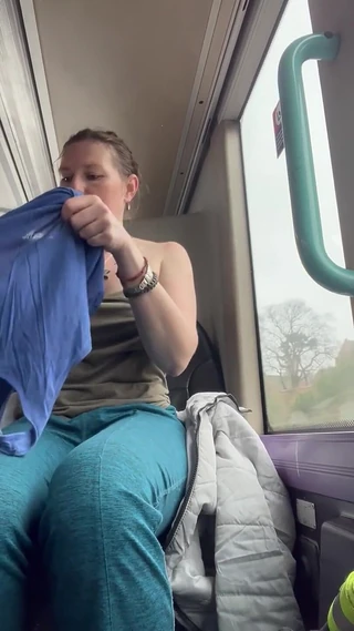 MistressWriggler: Bare Boobies as a Bus Wanker! I Play with My...