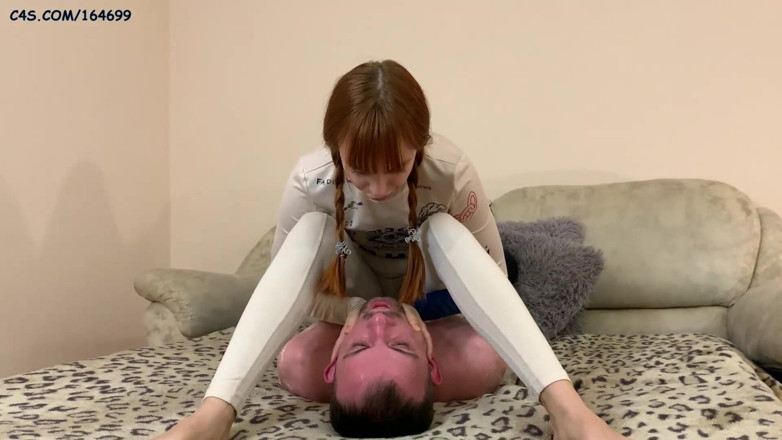 Petite Princesses Femdom: Playful Pigtailed Girl in Leggings - Throatsitting Control and Spitting Humiliation...