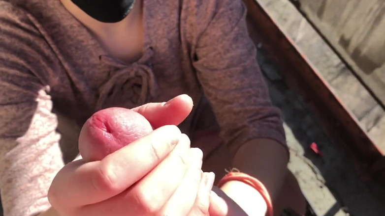 Chocolate cookies: Jerking off his cock on the balcony