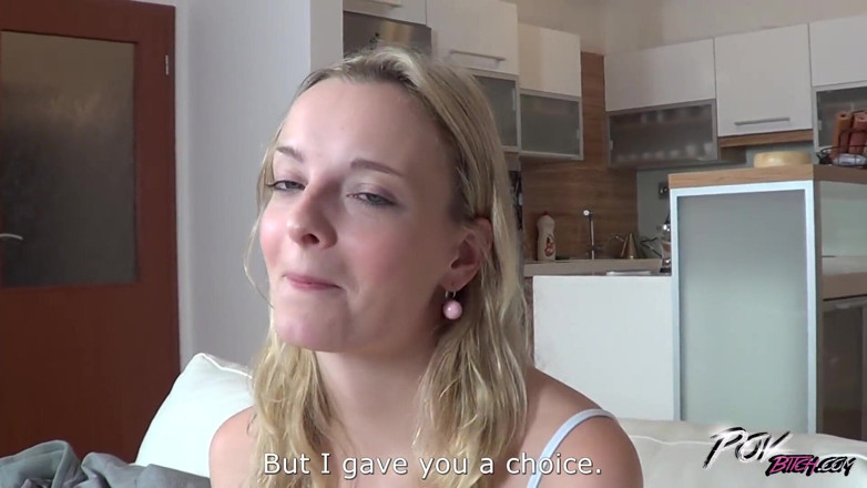 POV Bitch: Blonde slut came for sweet creampie and leave