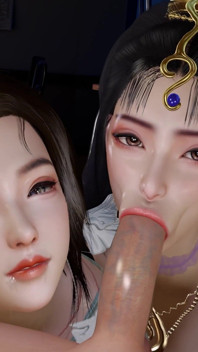 3D Two Horny Babes Sharing One Big Cock