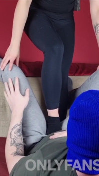 Ballbusting Trampling with Amateur Feet in Black Socks