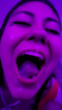 Latina Receiving Semen in Her Rich Little Mouth