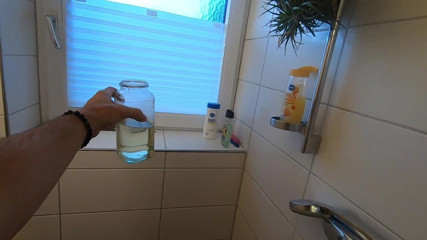 bekycarril: Another Bathroom Session with Cum and Piss Cock-tail