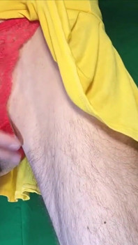 Red Lacy Panties Under Yellow Skirt